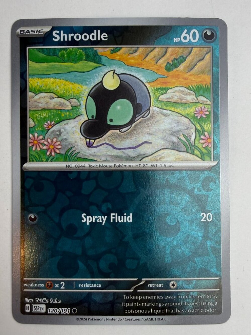 Shroodle 120/191 Common Surging Sparks Pokemon Reverse Holo Near Mint